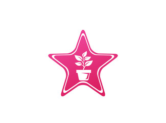 Plant in the Pot with some leaves for logo Design, illustration in a shape