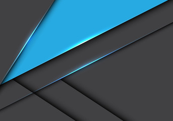 Abstract blue triangle on grey metallic overlap design modern futuristic background vector illustration.