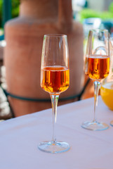 Fluté glass for drink, taken during the welcome buffet of a ceremony