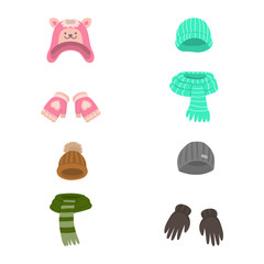 Vector design of headwear  and fashion  symbol. Set of headwear  and cold stock symbol for web.