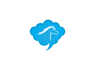 Horse head symbol in chat icon for logo design illustration