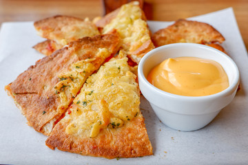  quesadillas cutted in triangle with flour tortillas - Maxican food
