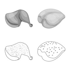 Vector illustration of product and poultry icon. Collection of product and agriculture    stock vector illustration.