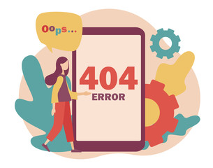 Concept 404 Error Page. Flat cartoon style. Vector illustration