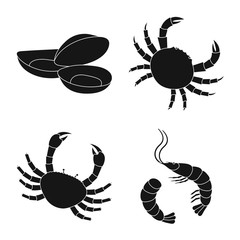 Isolated object of market and marine  logo. Set of market and sea stock symbol for web.