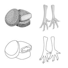 Vector illustration of product and poultry logo. Set of product and agriculture    vector icon for stock.