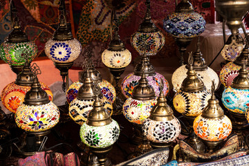 beautiful multicolored arabic lamps
