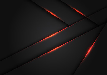 Abstract red light dark grey metallic overlap design modern futuristic technology background vector illustration.