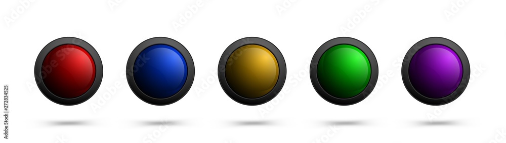 Poster set of glass vector buttons for web, apps, software, games and more.