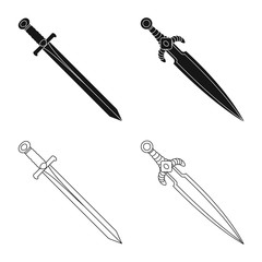 Isolated object of game  and armor  sign. Set of game  and blade  stock symbol for web.