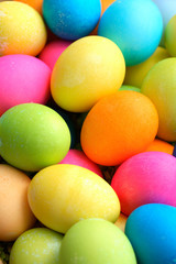 Fototapeta na wymiar Colourful Painted Eggs - Easter Holidays