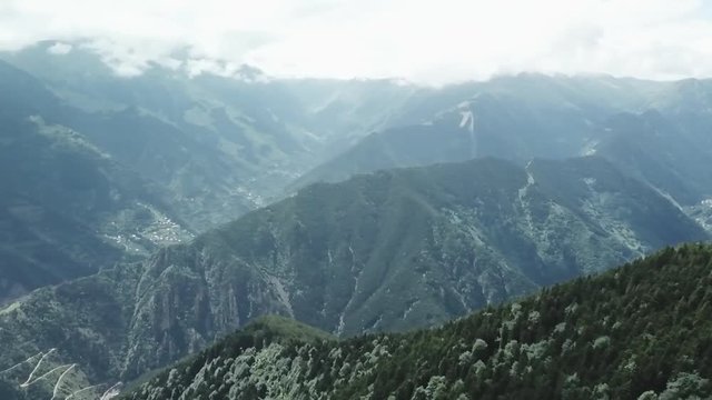 Drone footage of the mountainside near Sultan Murat yayla in Trabzon, Turkey