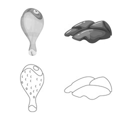 Vector design of product and poultry icon. Collection of product and agriculture    stock symbol for web.