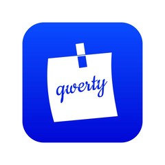 Paper sheet with text qwerty icon digital blue for any design isolated on white vector illustration