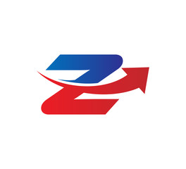 initial logo with arrow graphic vector Z