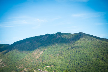 View over the valley and mountains in Saint Melany, Ardeche, France