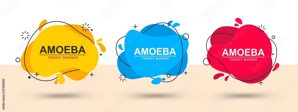 Poster Modern set of abstract banners. Vector bright template banners. Template ready for use in web or print design.