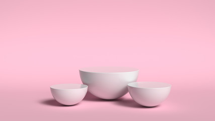 3d abstract background render. Pink platform for product display. Interior podium place. Blank decoration template for design.