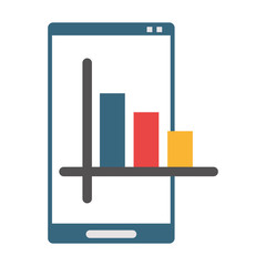 Smartphone with statistics bars on screen symbol