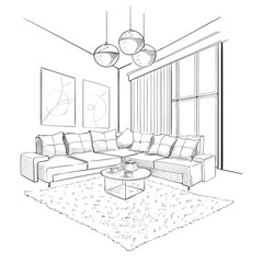 Living room interior sketch. - 272839318