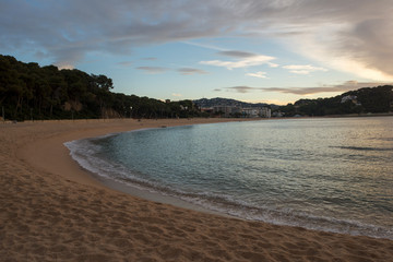 Fenals beach in Lloret de Mar at sunrise