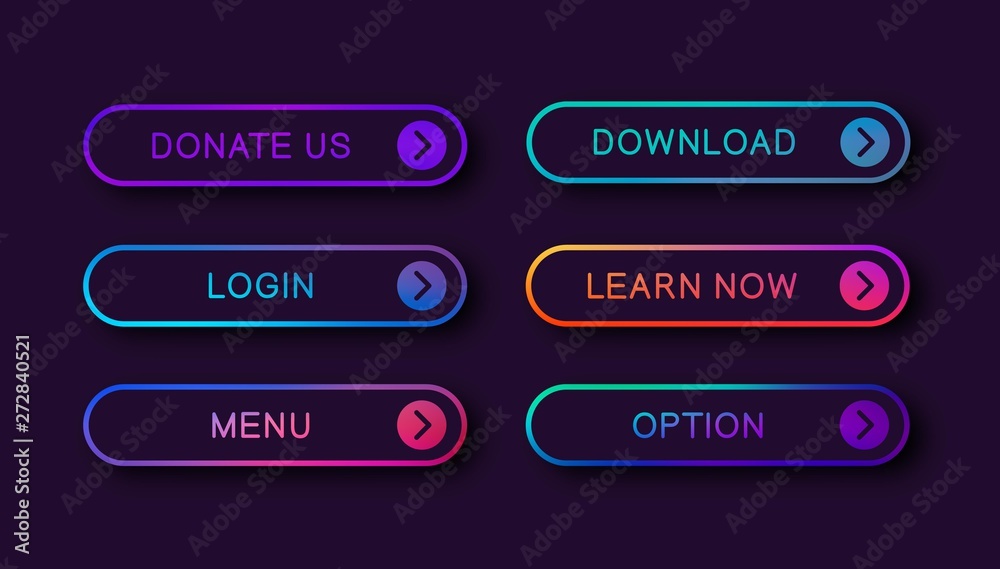 Poster Bright abstract buttons for web design. Trendy web buttons. Vector element for web site.