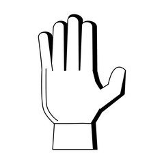 Sport goalkeeper glove equipment cartoon isolated in black and white