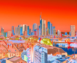 Frankfurt am Main in color in the morning