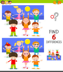 finding differences game with happy children