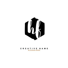 H F HF Initial logo template vector. Letter logo concept