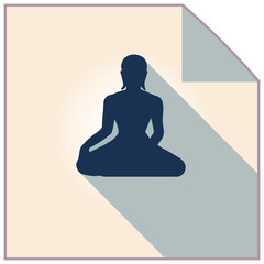 Yoga Lotus Pose Silhouette Flat Design.