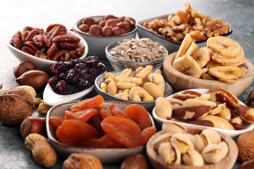 Composition with dried fruits and assorted healthy organic nuts