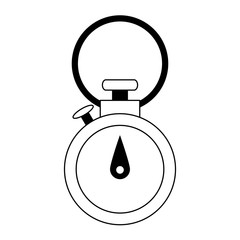 Chronometer timer clock with button isolated symbol in black and white
