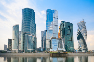 Fototapeta na wymiar Skyscrapers in International Business-Center Moscow-City at downtown