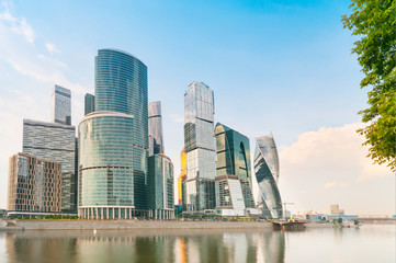Fototapeta na wymiar Skyscrapers in International Business-Center Moscow-City at downtown