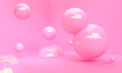 Scene with geometrical forms, minimal abstract  background,3D render