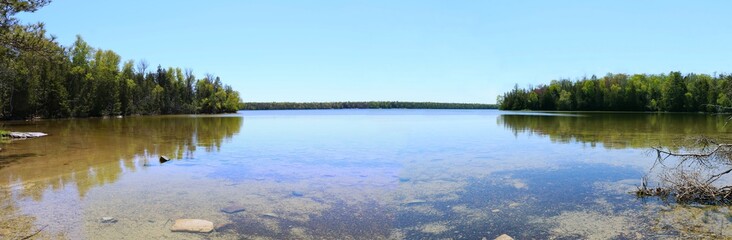 Fototapeta premium Panoramic view of Cameron Lake on Ontario Bruce Peninsula a national Canadian park