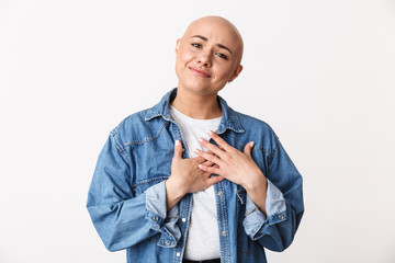 Portrait of a beautiful young hairless woman