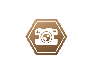 Photographe an old style camera logo design illustration in the shape