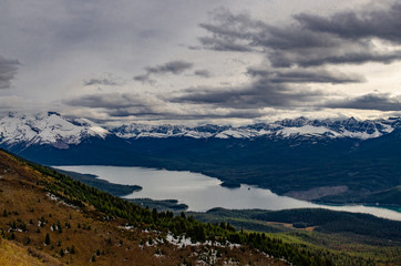 Wonderful views during the Opal Hills Hike facing Maligne Lake, Canada