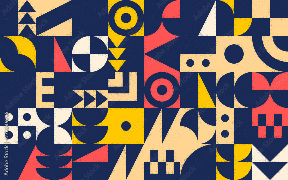 Poster geometric retro pattern with 30s styled shapes