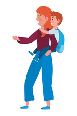 Obraz premium Mother and son going to school design