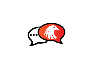 Eagle head inside a chat ion for logo design illustration, falcon symbol