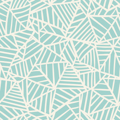 Cute linear doodle triangle seamless pattern. Hand drawn stripped triangular background. Infinity geometrical wallpaper, wrapping paper, fabric, textile. Vector illustration.  - obrazy, fototapety, plakaty