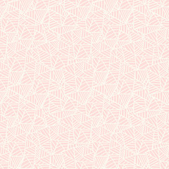 Cute pastel pink on white linear doodle triangle seamless pattern. Hand drawn stripped triangular background. Infinity geometrical wallpaper, wrapping paper, fabric, textile. Vector illustration. 