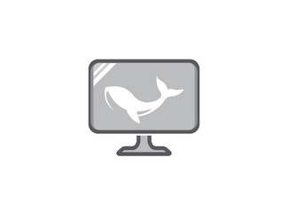 Humpback an ocean's giant whale for logo design illustration in a cloud shape icon