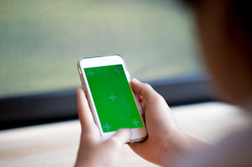 Hands and phones, online communication Online business Concept of using technology