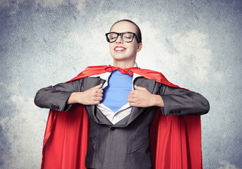 Portrait of business woman super heroine