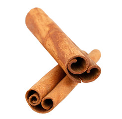 Cinnamon sticks isolated on white background without shadow