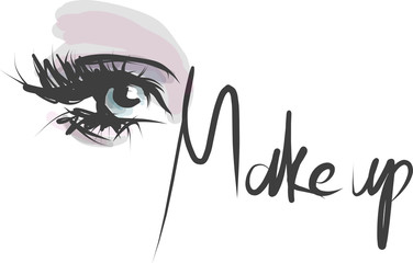Painted female eye. Beauty industry, makeup. Vector
